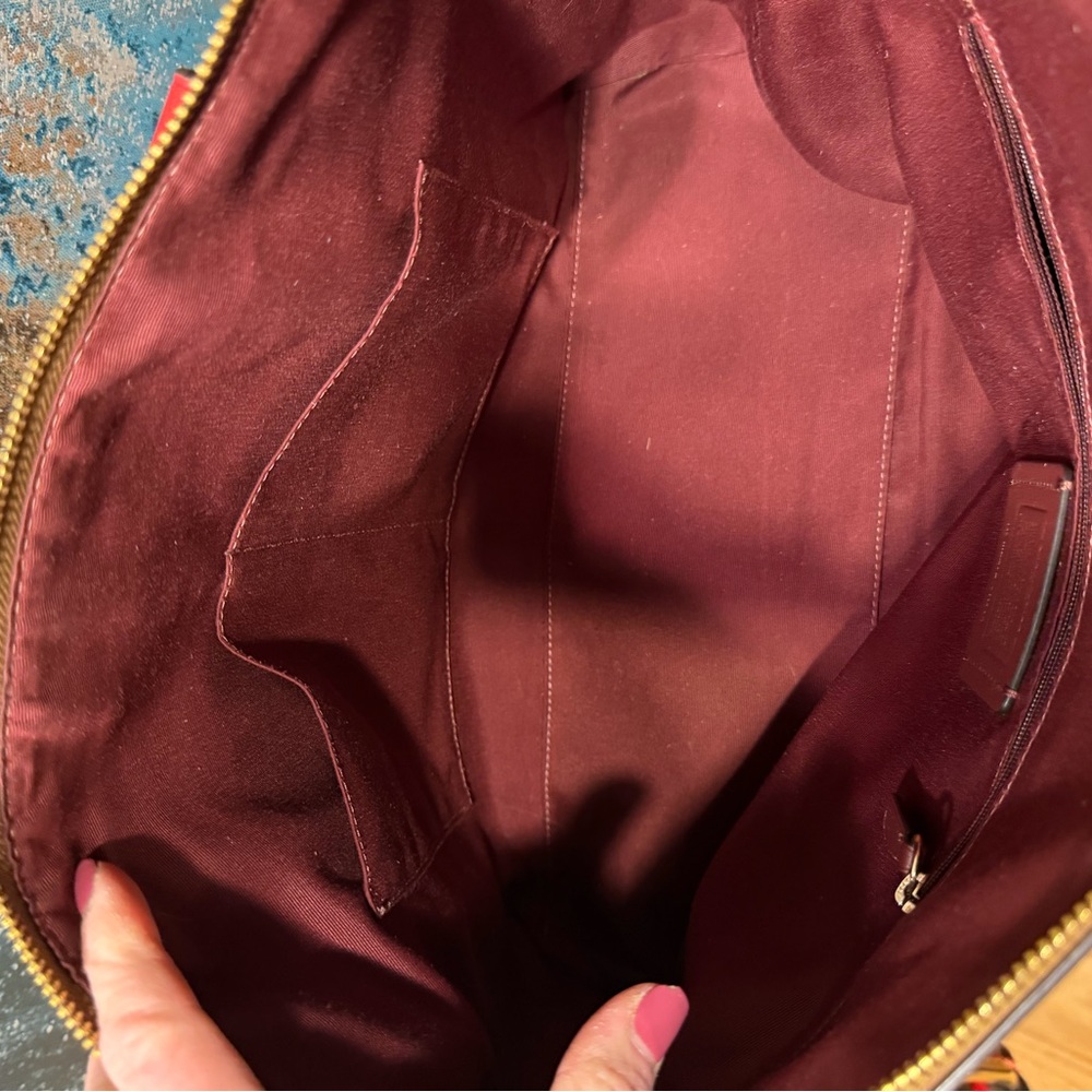 Coach Gallery Tote - Brown Signature Canvas with Red Trim - Picture 13 of 14